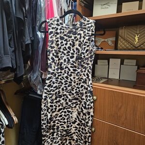 Calvin Klein Black and White Bodycon Midi Dress